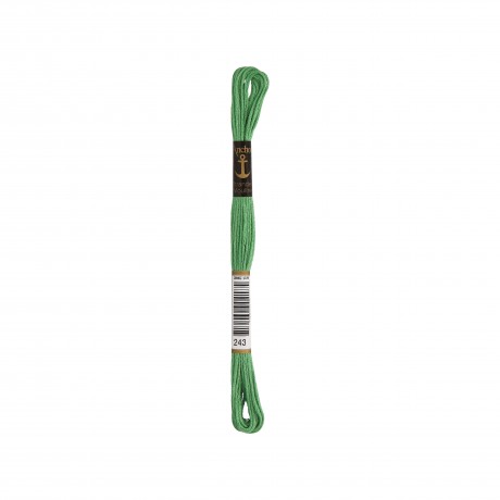 Meada de linha de bordar Anchor Stranded Cotton, filosele cor 243 verde Meada de linha de bordar Anchor Stranded Cotton, filosele cor 243 verde